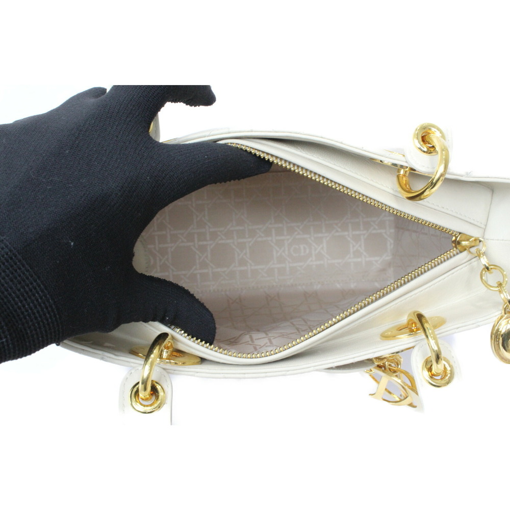 Christian Dior Lady Handbag Lambskin Beige Tan Yellow Leather - Picture 6 of 7